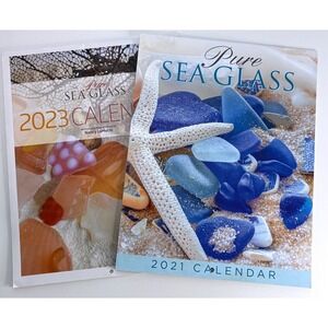 2 Sea Glass Wall Calendars junk journal Art Collage Beach reuse
